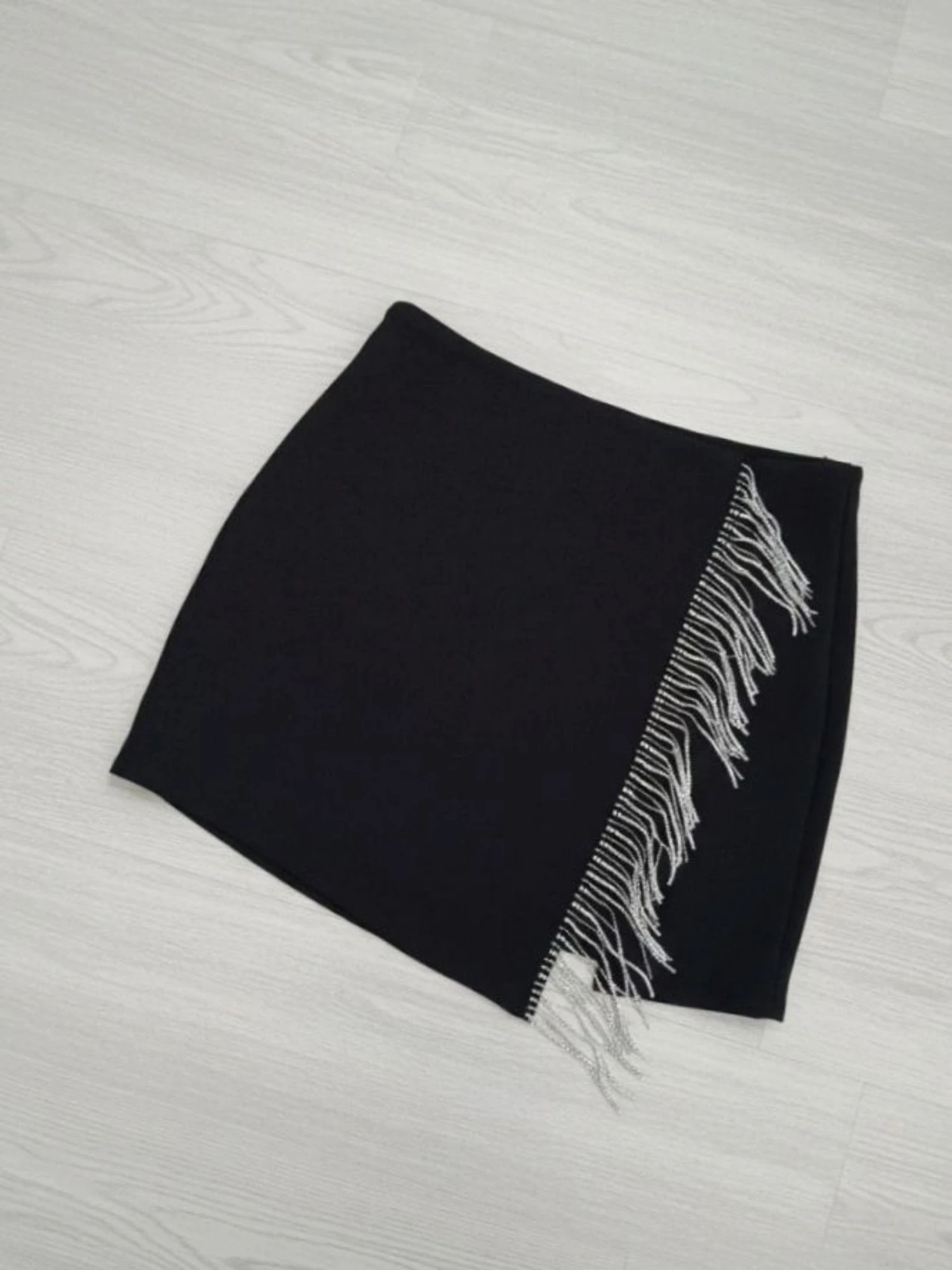 Zara zwarte mini-rok met strass-kristallen kwasten Jewel asymmetrische clubwear-rok – photo 9